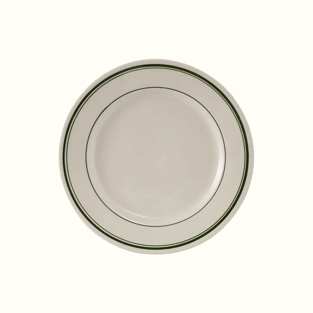 Tuxton Green Banded Handpainted Ceramic Plate, 7.125"